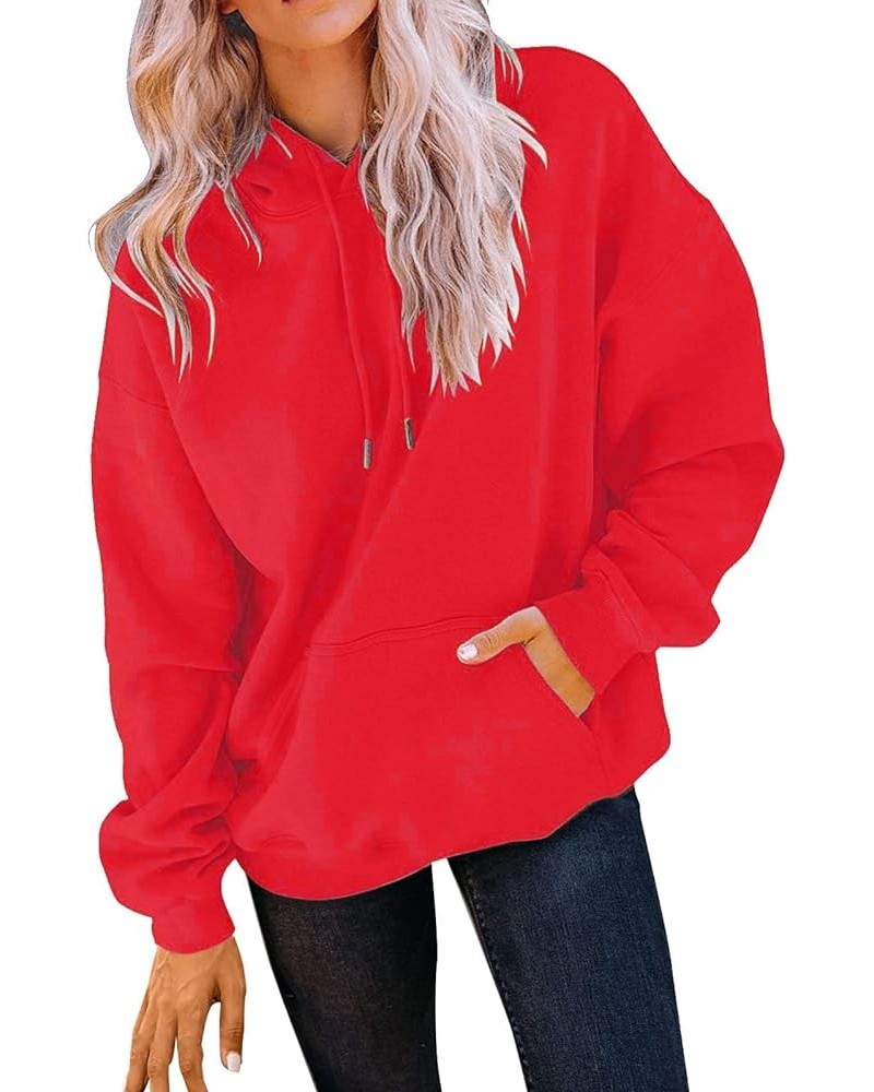 Sleep Jacket Womens Women's Casual Pocket Hoodie Long Sleeve Fashion Rope Pullover Hoodie Top Plain Hoodie 1-red $12.09 Hoodi...