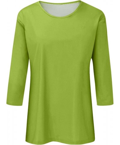 Womens Tops 3/4 Sleeve Summer Tops for Women 2023 Crewneck Slim Fit Half Sleeve Tshirts Spring Blouse Bb-green $8.99 T-Shirts