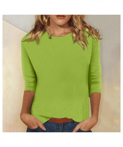 Womens Tops 3/4 Sleeve Summer Tops for Women 2023 Crewneck Slim Fit Half Sleeve Tshirts Spring Blouse Bb-green $8.99 T-Shirts