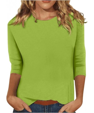 Womens Tops 3/4 Sleeve Summer Tops for Women 2023 Crewneck Slim Fit Half Sleeve Tshirts Spring Blouse Bb-green $8.99 T-Shirts