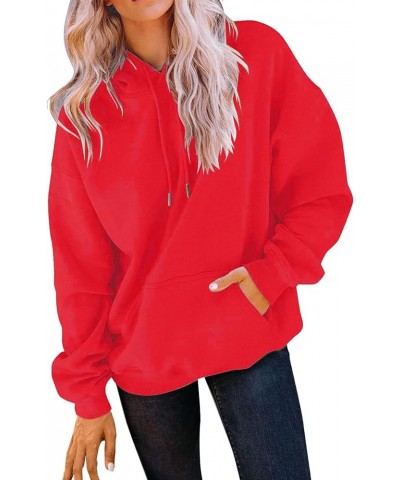 Sleep Jacket Womens Women's Casual Pocket Hoodie Long Sleeve Fashion Rope Pullover Hoodie Top Plain Hoodie 1-red $12.09 Hoodi...