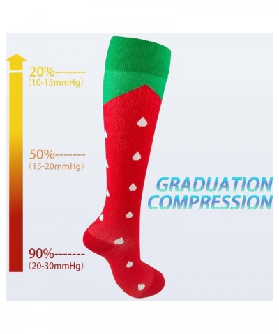 Compression Socks 20-30mmHg Women & Men Support Graduated Circulation for Running Travel Athletic（4pack） Fruit Watermelon Pea...