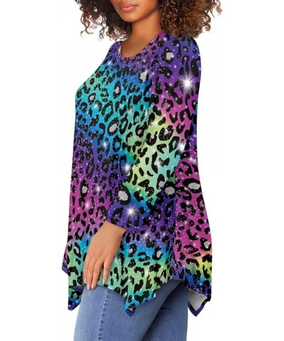 Plus Size Tunic Tops Long Sleeve Shirts for Women Swing Flowy Loose Colorful Leopard Print $12.60 Tops