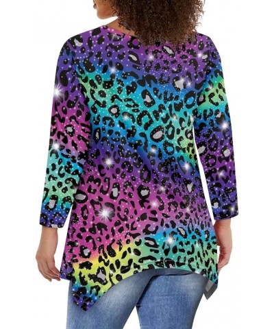 Plus Size Tunic Tops Long Sleeve Shirts for Women Swing Flowy Loose Colorful Leopard Print $12.60 Tops