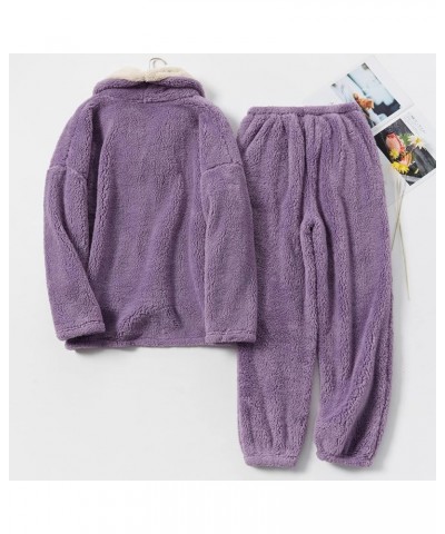 Women's Fuzzy Pajama Sets 2 Piece Pjs Cozy Fleece Oversized Pullover Pants Sets Loungewear Purple $23.84 Sleep & Lounge