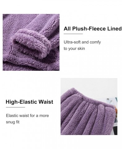 Women's Fuzzy Pajama Sets 2 Piece Pjs Cozy Fleece Oversized Pullover Pants Sets Loungewear Purple $23.84 Sleep & Lounge