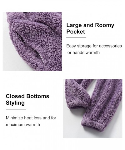 Women's Fuzzy Pajama Sets 2 Piece Pjs Cozy Fleece Oversized Pullover Pants Sets Loungewear Purple $23.84 Sleep & Lounge