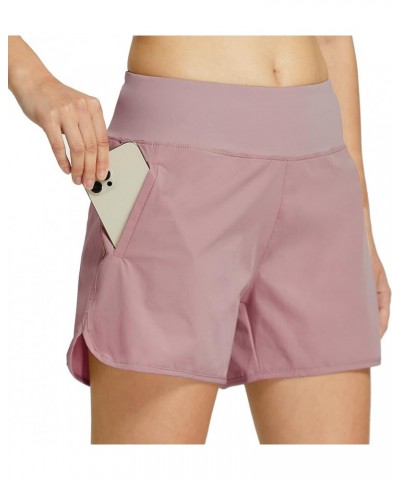 Womens 4" Running Hiking Shorts Athletic Active Shorts with Liner Quick Dry Sports Shorts Zipper Pocket Pink $13.12 Activewear