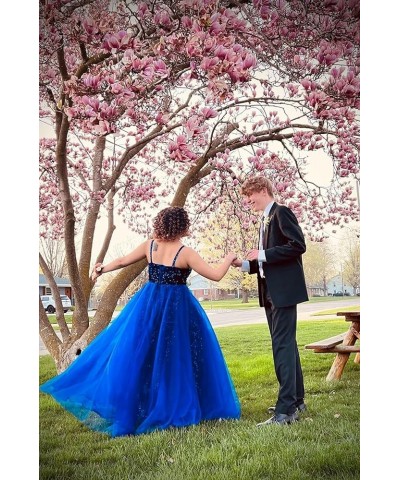 Sparkly Sequin Prom Dresses 2024 Tulle Ball Gown Spaghetti Strap Formal Evening Party Gownss Yellow $41.37 Dresses