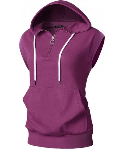 Women's Lightweight Hooded Vest Sleeveless 1/4 Zip Pullover Casual Hoodie Sweatshirt with Pockets Gwh201-purple $17.39 Hoodie...