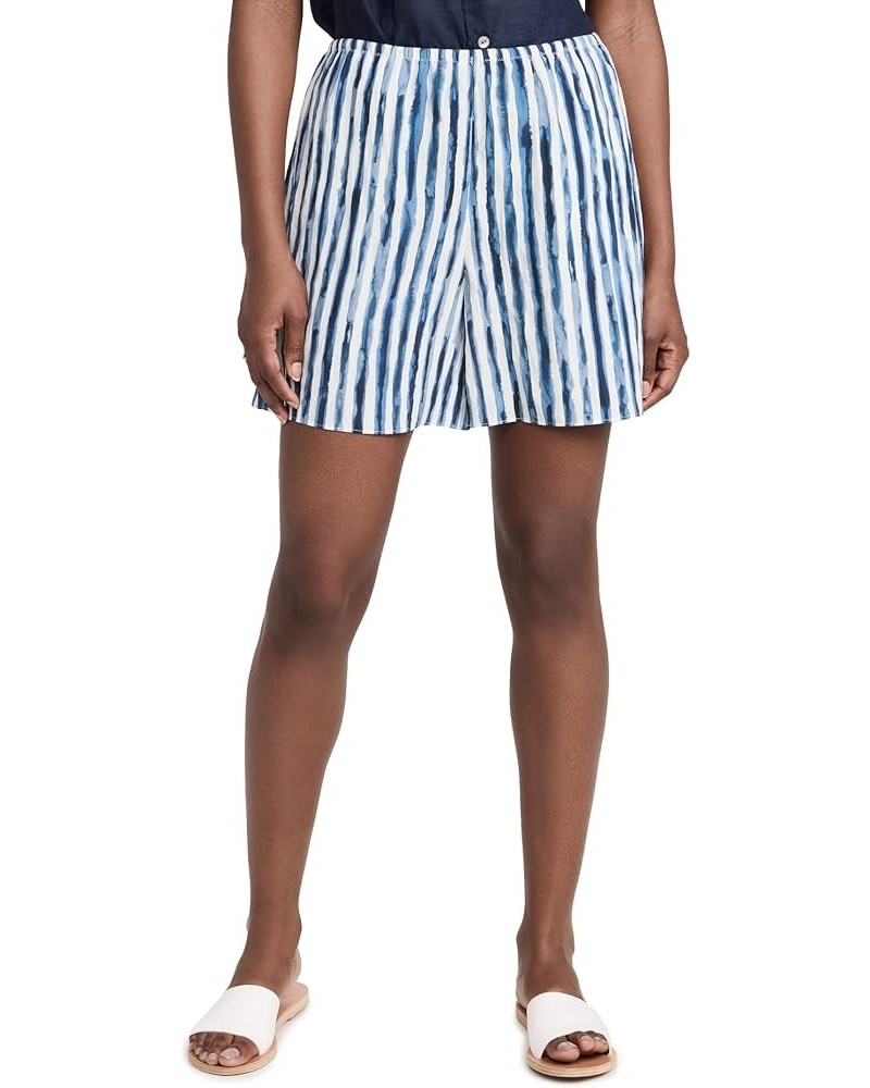 Women's Painterly Stripe Pull On Shorts Coastal Blue $47.55 Shorts