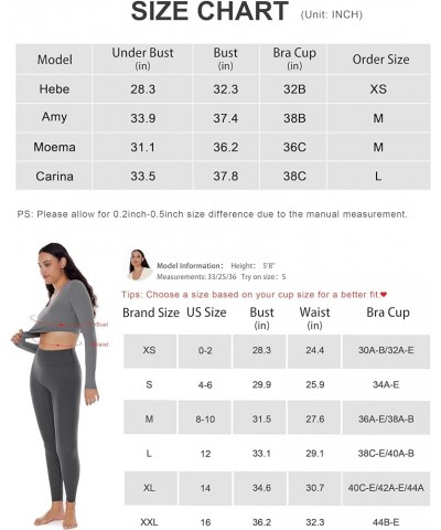 Long Sleeve Crop Tops for Women Workout Tee Built in Bra Cream Feeling Athletic Mild Support U Neck Cropped Shirts Dark Gray ...