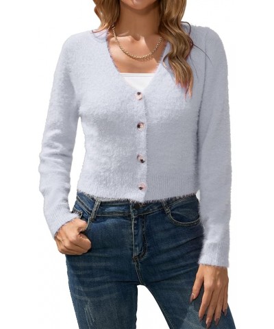 Women's Cropped Cardigan V Neck Long Sleeve Soft Knit Rib Bolero Shrugs Sweater Gray $20.09 Sweaters