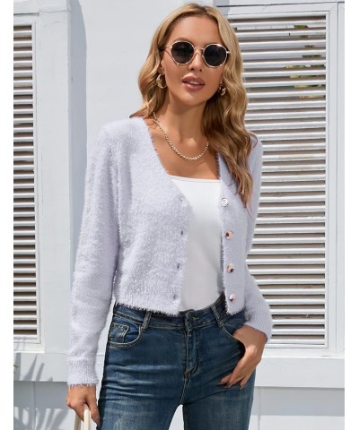 Women's Cropped Cardigan V Neck Long Sleeve Soft Knit Rib Bolero Shrugs Sweater Gray $20.09 Sweaters