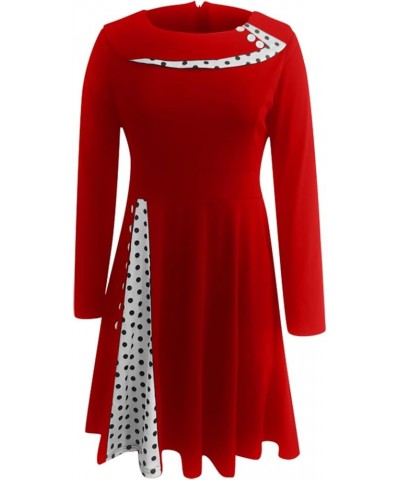 Women's Fall Dresses 2022 Long Sleeve Stylish Casual V-Neck Slim Dress Dresses Q Red $15.36 Dresses