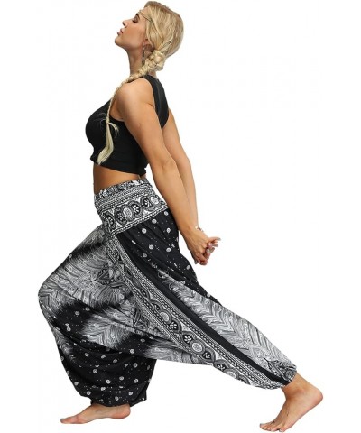 Women's Casual Boho Printed Loose Baggy Gypsy Hippie Yoga Harem Pants White Peacock Feather $13.43 Pants