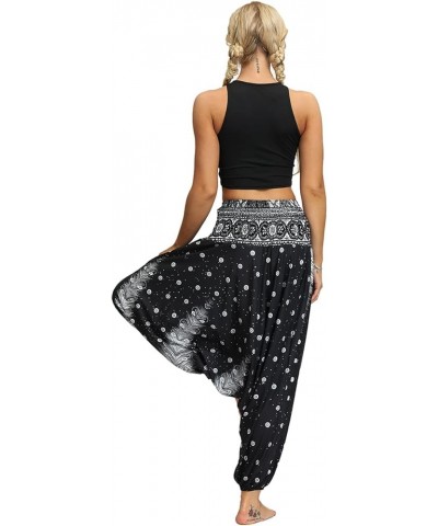 Women's Casual Boho Printed Loose Baggy Gypsy Hippie Yoga Harem Pants White Peacock Feather $13.43 Pants