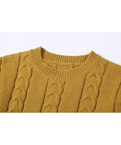 Women's Trendy Chunky Cable Knit Long Skirt 2 Piece Outfit Sweater Sets Mustard $18.00 Suits