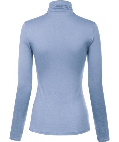 Women's Basic Long Sleeve High Turtle Neck Slim Fit Top Shirt A Blue $9.17 Activewear