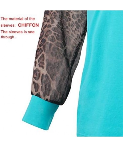 Woman Casual Tops Long Sleeve Leopard Print Patchwork Plus Size T-Shirt Blouses Green $12.50 T-Shirts