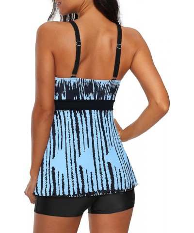 Two Piece Swimsuits for Women Tummy Control Tankini Top with Boyshorts Plus Size Sporty Summer Bathing Suit Black Blue $19.79...