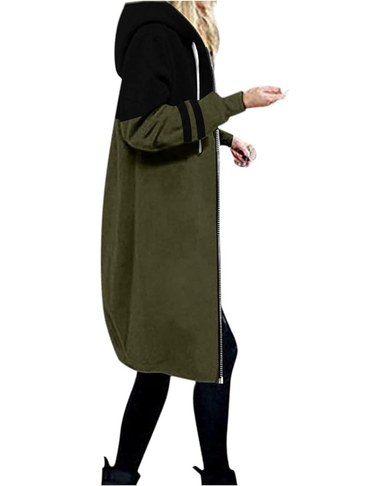 Women's Zip Up Hoodies Long Jackets Lightweight Tunic Drawstring Hooded Sweatshirts Oversized Winter Coat with Pockets 04-arm...