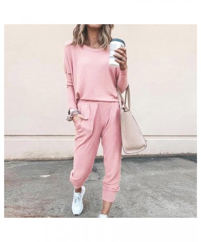 Women 2 Piece Outfits Sweat Set Oversized Crewneck Sweatshirts Jogger Sweatpants Fashion Lounge Set Tracksuit E-pink $10.06 A...