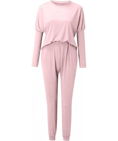 Women 2 Piece Outfits Sweat Set Oversized Crewneck Sweatshirts Jogger Sweatpants Fashion Lounge Set Tracksuit E-pink $10.06 A...