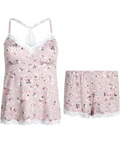 Women's Pajama Set- 2-Piece Micro Shorts and Cami Sleepwear Set Blush Stone Bloom $10.81 Sleep & Lounge