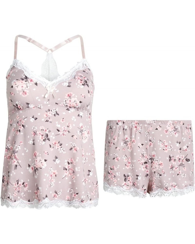 Women's Pajama Set- 2-Piece Micro Shorts and Cami Sleepwear Set Blush Stone Bloom $10.81 Sleep & Lounge