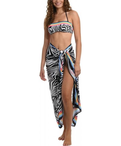 Women's Standard Swimsuit Beach Cover Up Pareo Black//Psychedelic Zebra $44.14 Swimsuits