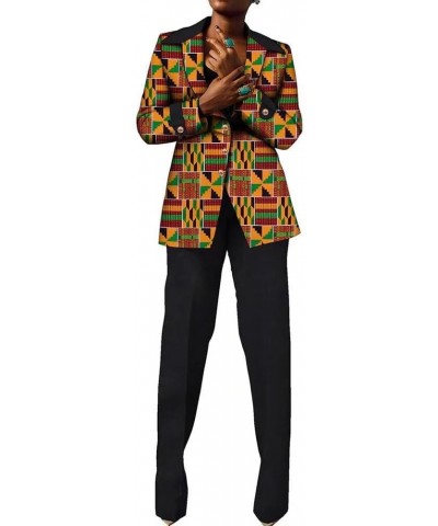 African 2 Piece Outfit Sets for Women Fashion Long Sleeve Button Jacket Coat Long Pants Set T10 $39.03 Suits