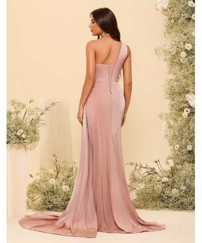 One Shoulder Bridesmaid Dresses Long for Women 2024 Side Slit Satin Mermaid Formal Prom Dresses SYYS393 White $33.05 Dresses