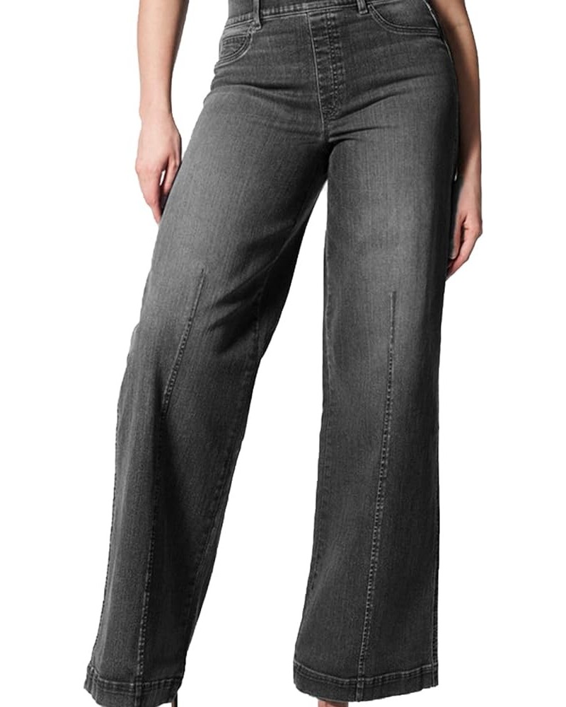 Stretch Seamed Front Jeans for Women,Seamed Front Wide Leg Jeans,Plus Size Flare Jeans,High Waisted Baggy Jean Black $17.84 J...