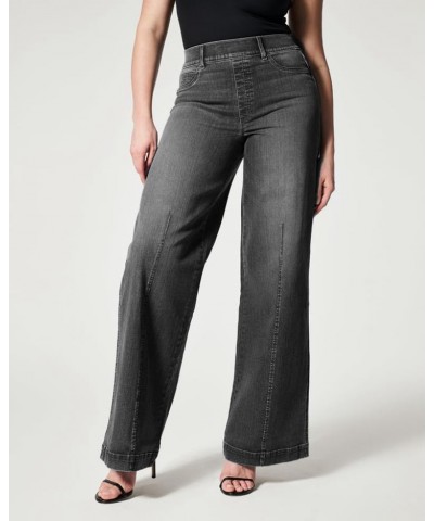 Stretch Seamed Front Jeans for Women,Seamed Front Wide Leg Jeans,Plus Size Flare Jeans,High Waisted Baggy Jean Black $17.84 J...