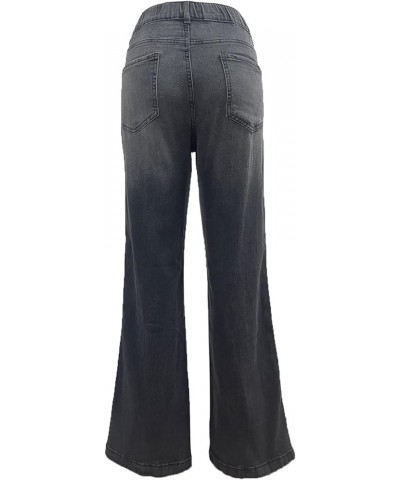 Stretch Seamed Front Jeans for Women,Seamed Front Wide Leg Jeans,Plus Size Flare Jeans,High Waisted Baggy Jean Black $17.84 J...