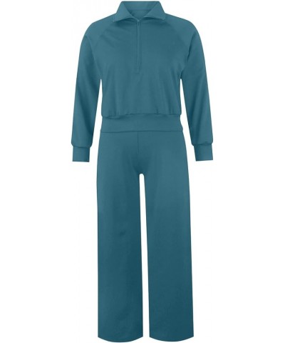 Womens Two Piece Outfits Long Sleeve Plus Size Tops Sweatshirt With High Waisted Sweatpants Lounge Sets Sweatsuit 4a-dark Blu...