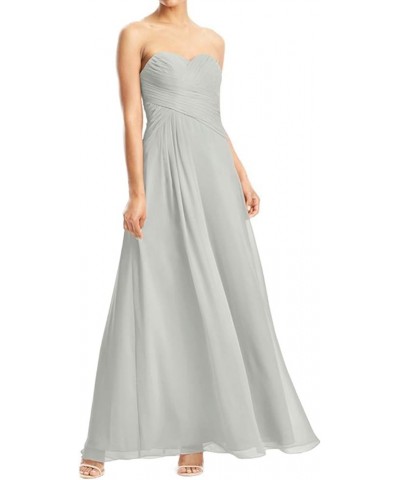 Bridesmaid Dresses Prom Dress - Long Evening Dress Chiffon Pleat Silver $30.79 Dresses