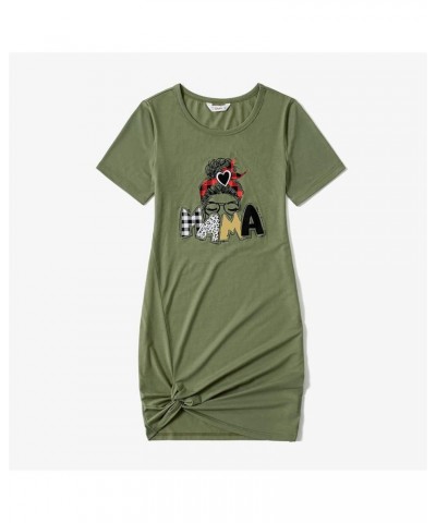 Mommy and Me Matching Dresses Crewneck Rompers Short-sleeve Casual T-Shirt Dress for Women and Girls Girls Army Green $9.60 D...