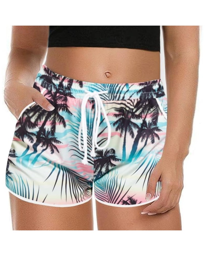 Women's Plus Size Swim Shorts Quick Dry Beach Boardshorts Floral Print Swimwear Bottom Trunks with Pockets 2024 Multicolor Pa...