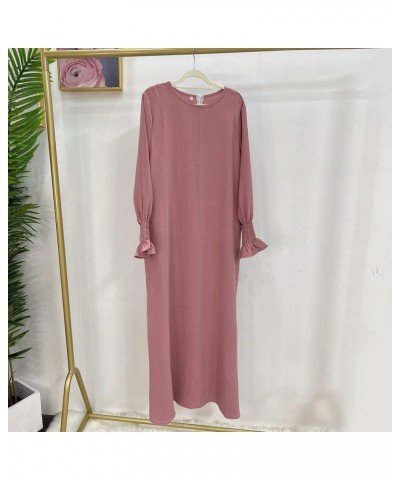 Women Prayer Dress Muslim Ramadan Garment Abaya Dubai Islam Jilbeb Long Dress Without Hijab Pink $17.45 Robes