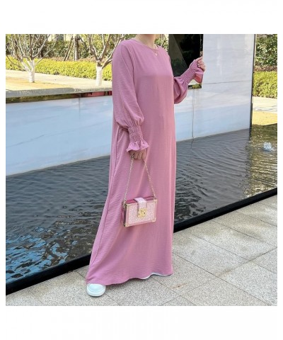 Women Prayer Dress Muslim Ramadan Garment Abaya Dubai Islam Jilbeb Long Dress Without Hijab Pink $17.45 Robes