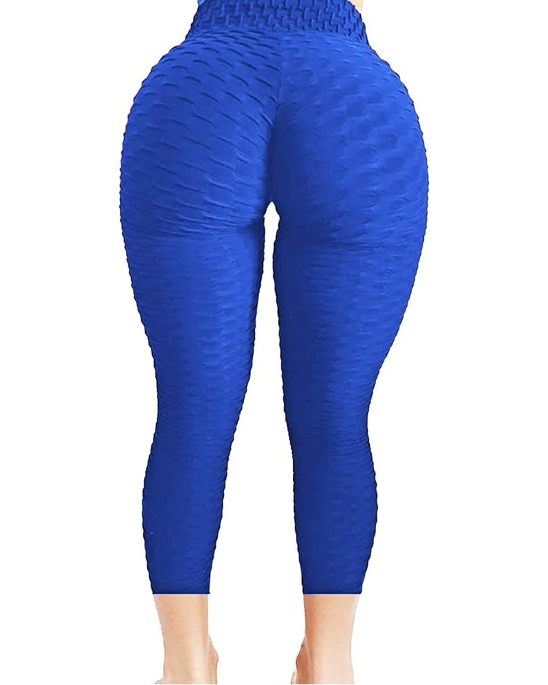 Women's High Waist Yoga Pants Tummy Control Slimming Booty Leggings Workout Running Butt Lift Tights B-capris Blue $14.74 Leg...