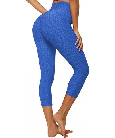 Women's High Waist Yoga Pants Tummy Control Slimming Booty Leggings Workout Running Butt Lift Tights B-capris Blue $14.74 Leg...