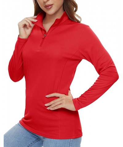 Women's UPF 50+ Shirts 1/4 Zip Long Sleeve Sun Protection Shirt Lightweight Pullover Quick Dry Shirts Tomato Red $12.59 Activ...