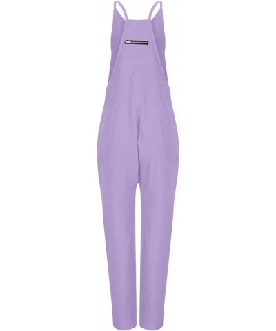 Womens Casual Jumpsuits Onesie Dupes Spaghetti Strap Loose Fit Romper Overalls Summer Wide Leg Harem Pants w Pockets A3purple...