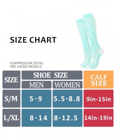 Compression Socks for Women Men Support Socks Knee High Nurses, Pregnancy, Running, Flying, Sports 04-8 Pairs-mint Green/Blue...