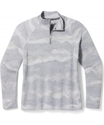 Women's Plus Size Classic Thermal Merino Wool Base Layer — Quarter Zip (Slim Fit) Light Gray Mountain Scape $44.75 Activewear