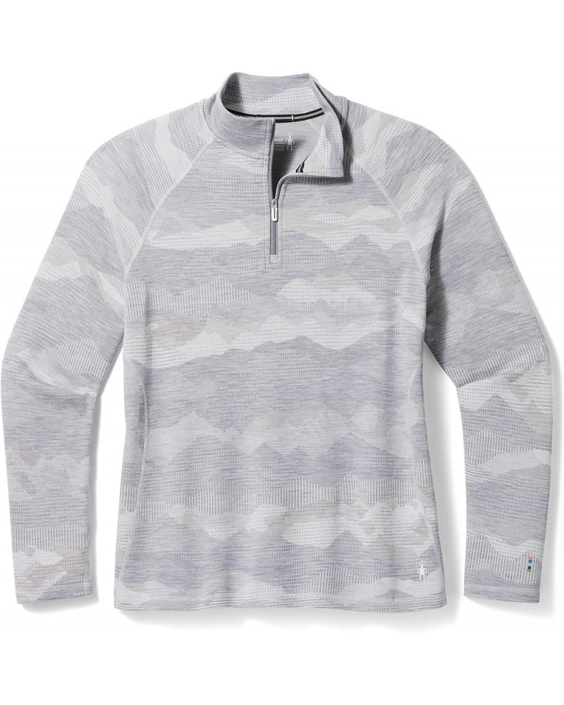 Women's Plus Size Classic Thermal Merino Wool Base Layer — Quarter Zip (Slim Fit) Light Gray Mountain Scape $44.75 Activewear