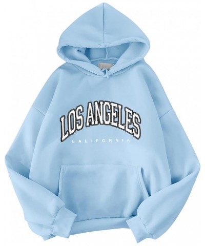 Women's Casual Letter Print Long Sleeve Pullover Hoodie Sweatshirt Tops Plus Size Fall Clothes Sky Blue $2.90 Shirts